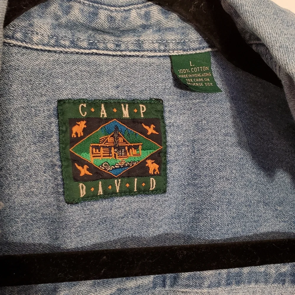 Vintage Camp David America Button Down Denim Shirt L - Picture 3 of 8